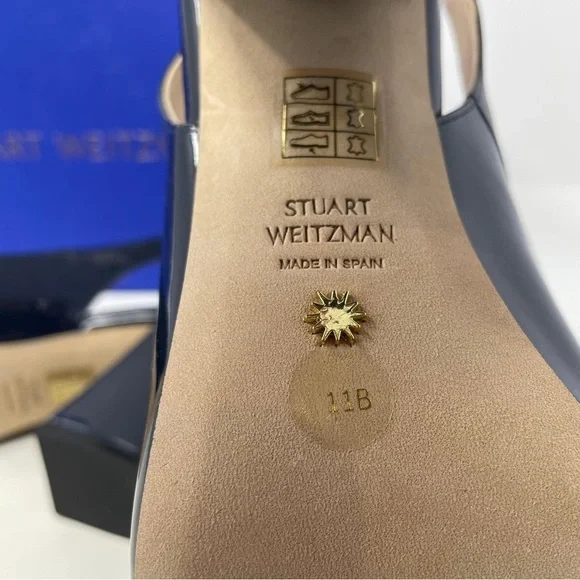Stuart Weitzman Curveblock 85 Slingback Block Heel Pump in Patent Leather - NWT